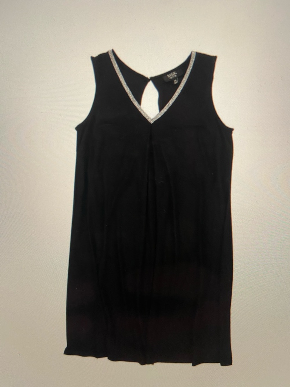 MSK Black Mini Dress with Silver Trim V-Neck